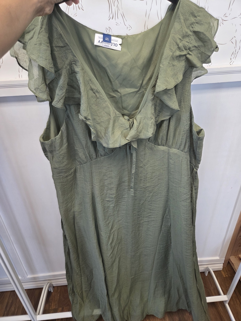 Old Navy Olive Green Ruffle V-Neck Maxi Dress - Plus Size - New With Tag